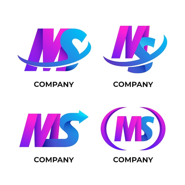 Free Vector gradient ms logo collection