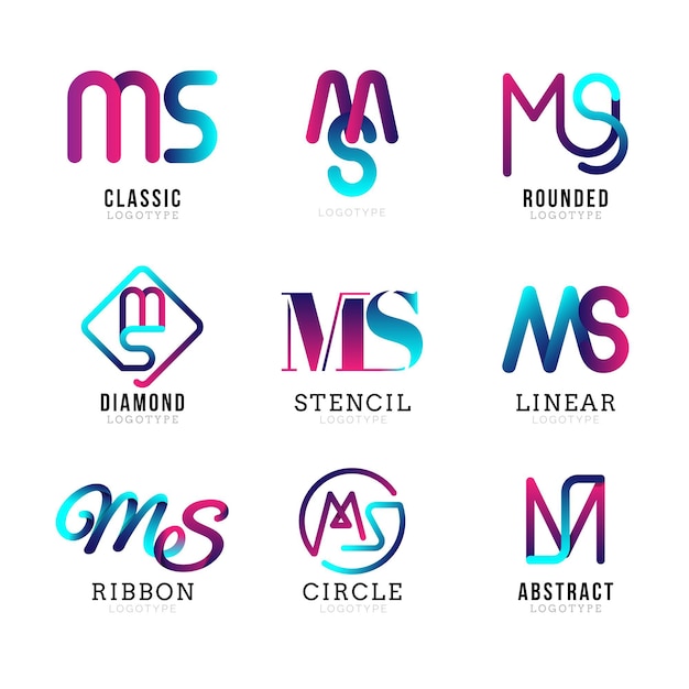 Free Vector gradient ms logo templates set