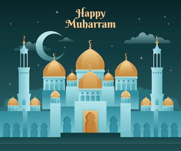 Free Vector gradient muharram illustration