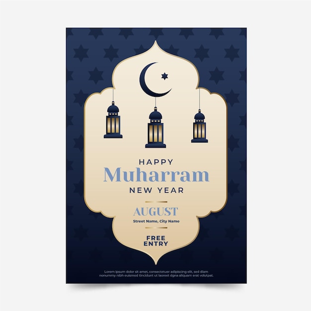 Gradient muharram vertical poster template