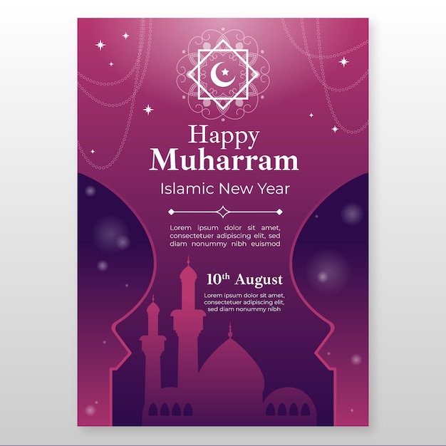 Gradient muharram vertical poster template