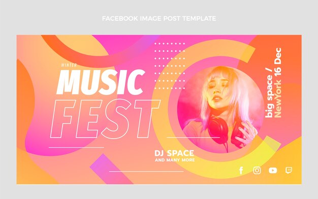 Gradient music festival facebook post template