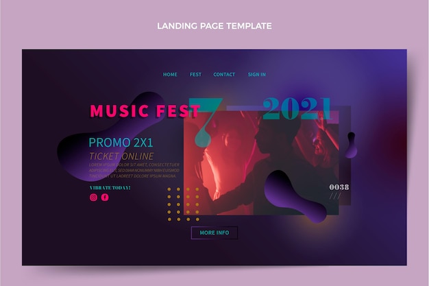 Free Vector gradient music festival landing page