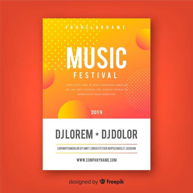 Gradient music festival poster template