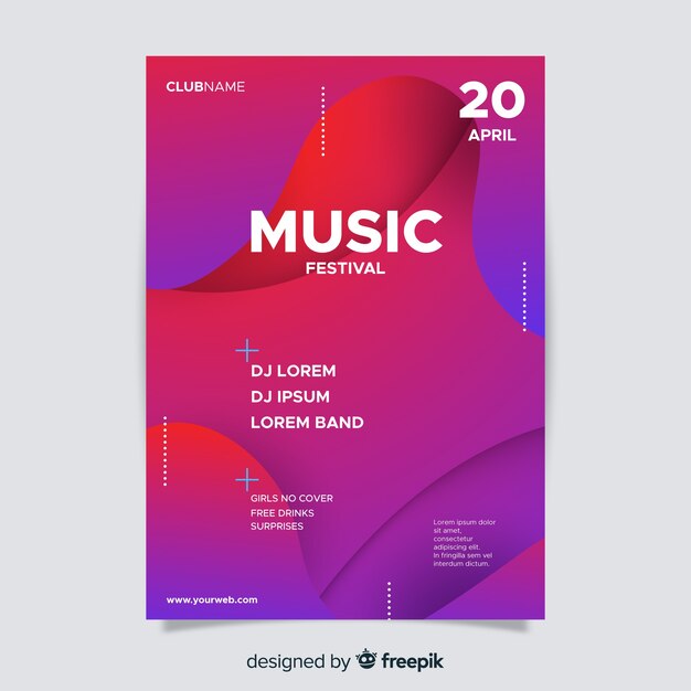 Gradient music festival poster template