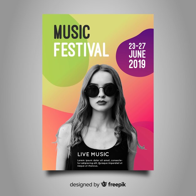 Gradient music festival poster template