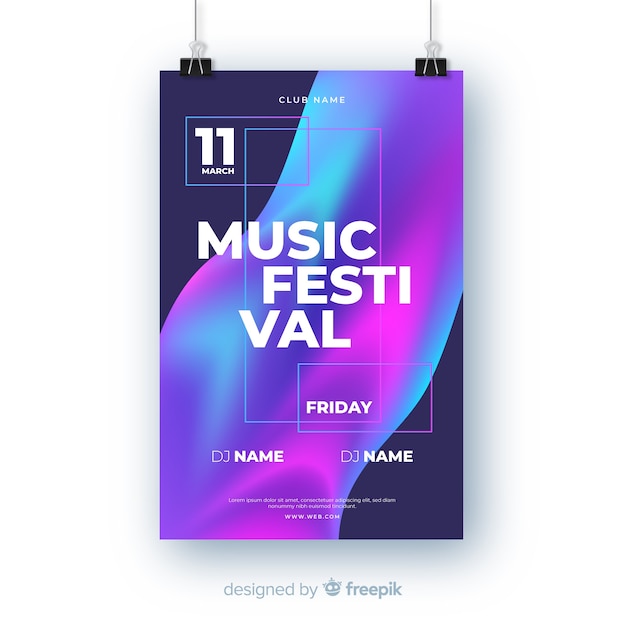 Gradient music festival poster template