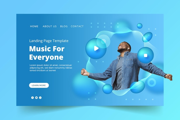 Gradient music landing page design