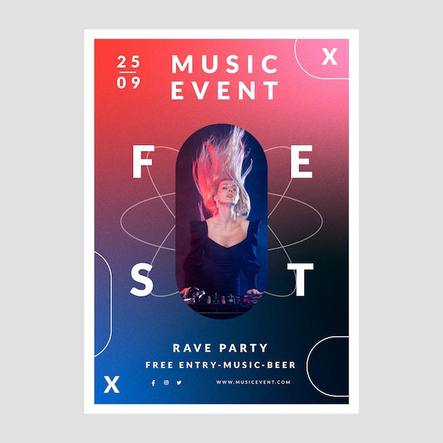 Gradient musical event poster template