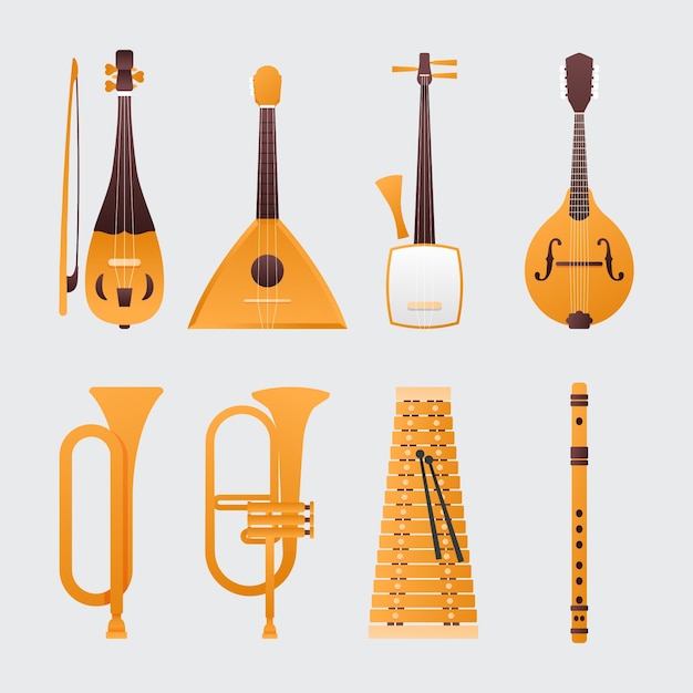 Free Vector gradient musical instruments collection