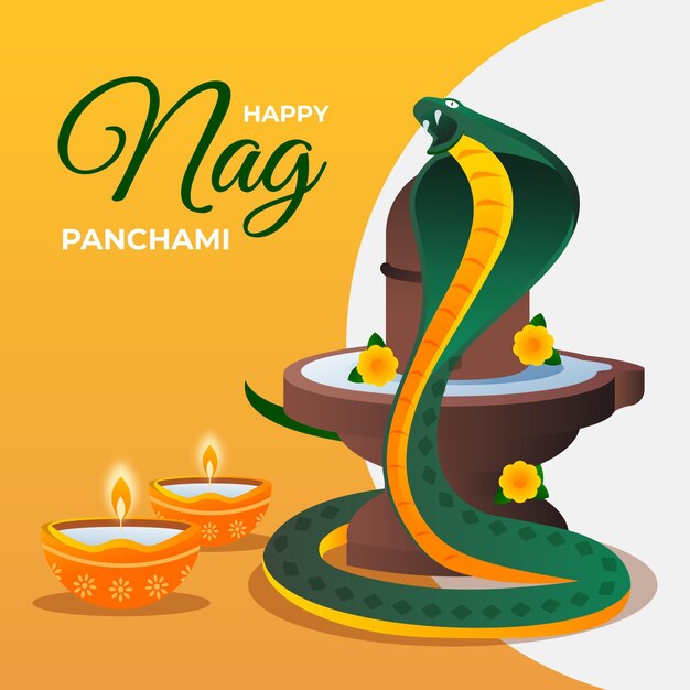 Gradient nag panchami illustration