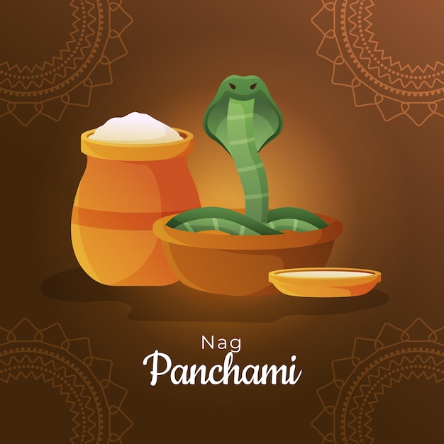 Free Vector gradient nag panchami illustration