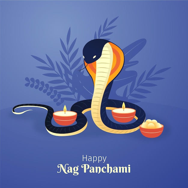 Gradient nag panchami illustration