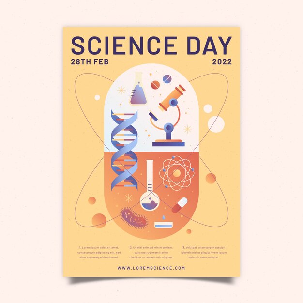 Gradient national science day vertical poster template