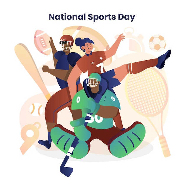 Free Vector gradient national sports day illustration