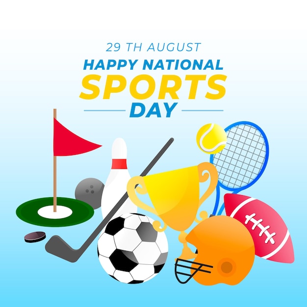 Free vector gradient national sports day illustration