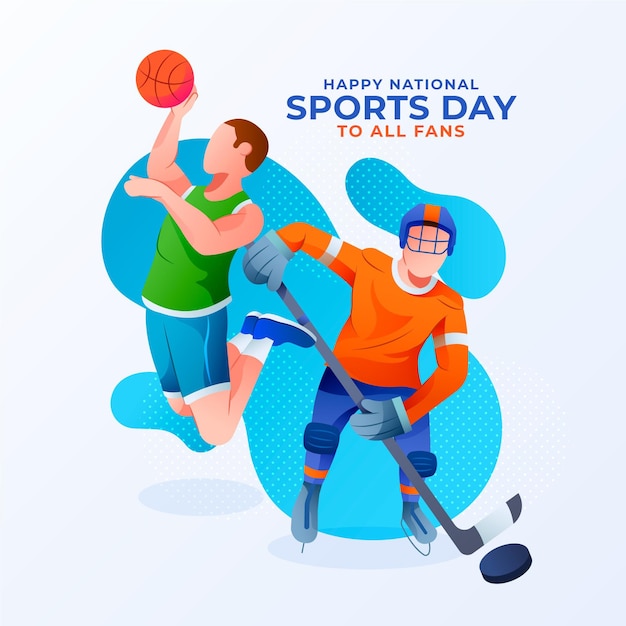 Free vector gradient national sports day illustration