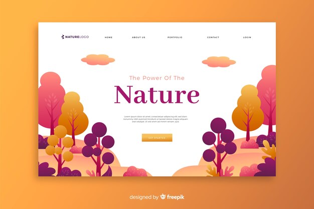 Gradient nature landing page template