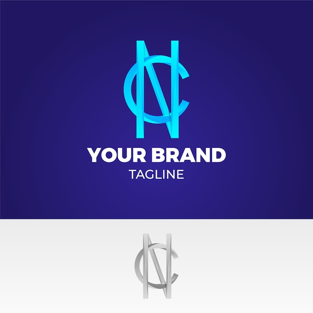 Gradient nc or cn logo template