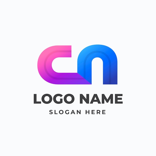 Free Vector gradient nc or cn logo template