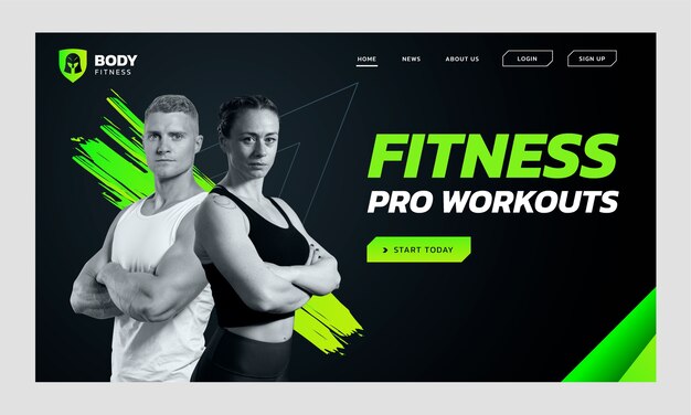 Gradient neon gym training landing page