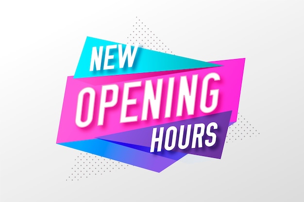 Gradient new opening hours sign background