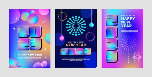 Free Vector gradient new year 2023 greeting cards set