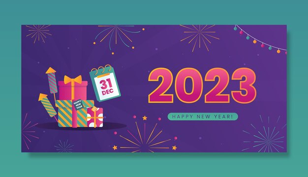 Gradient new year 2023 horizontal banner template