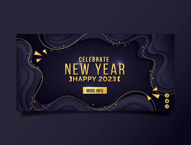 Gradient new year 2023 horizontal banner template