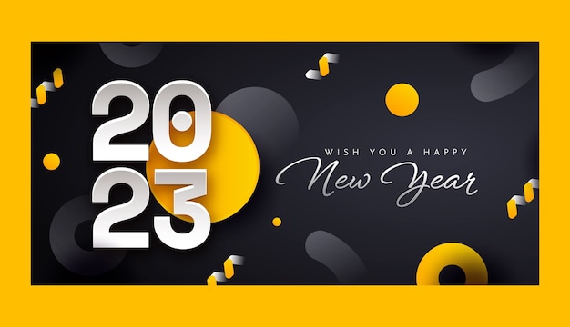 Free Vector gradient new year 2023 horizontal banner template