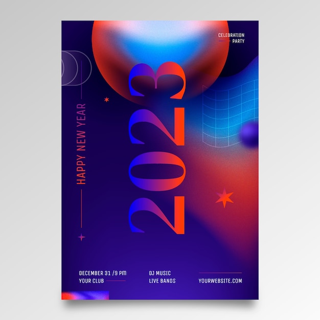 Free vector gradient new year 2023 vertical poster template