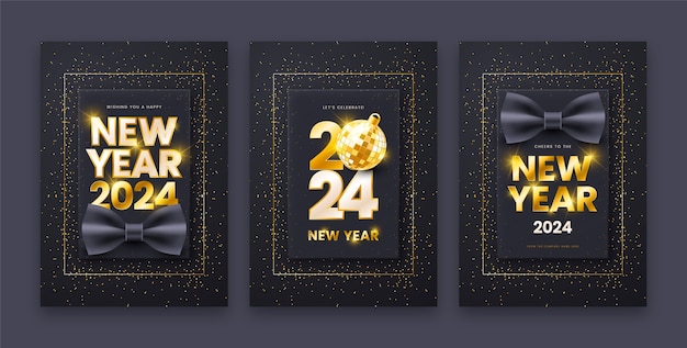 Free Vector gradient new year 2024 greeting cards collection