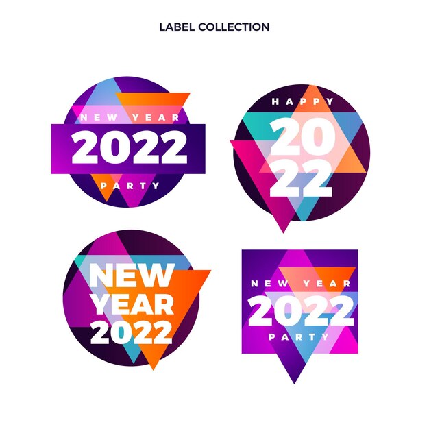 Gradient new year badges collection