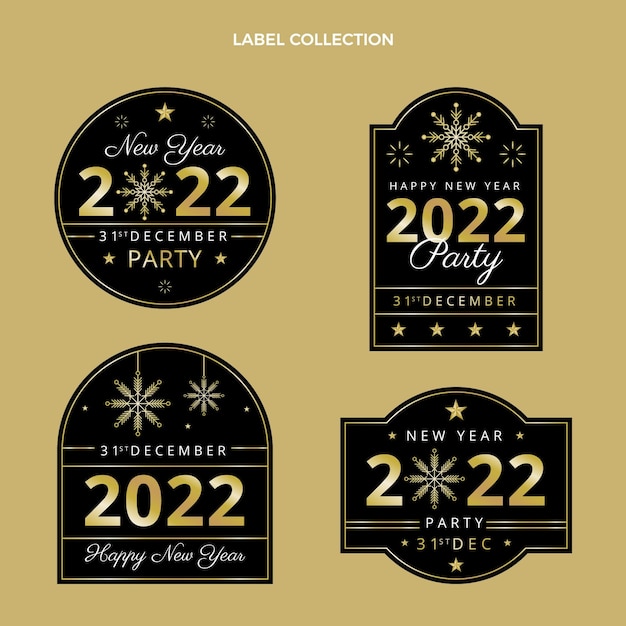 Gradient new year badges collection