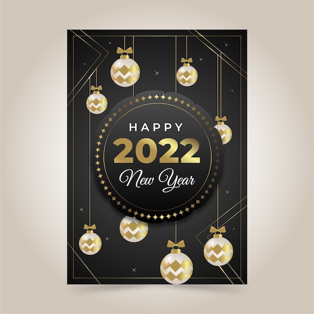 Gradient new year greeting card template