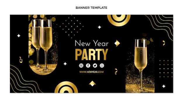 Gradient new year horizontal banner