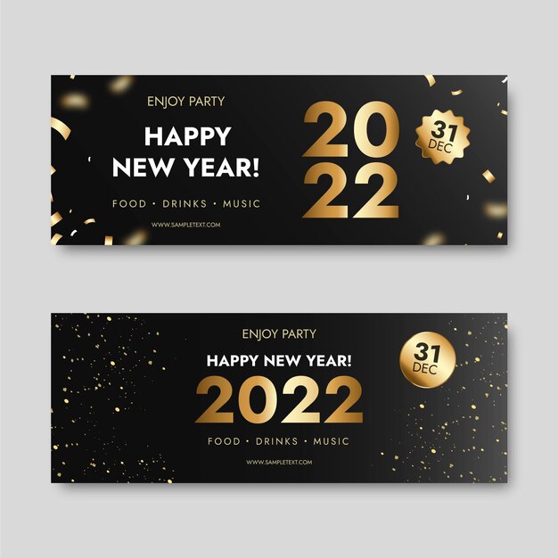 Gradient new year horizontal banners set