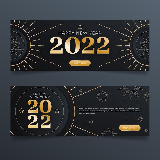 Gradient new year horizontal banners set