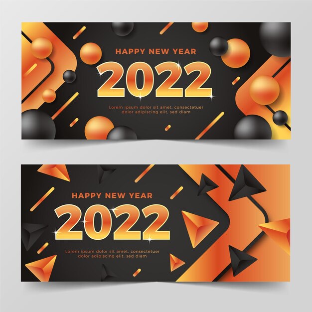 Gradient new year horizontal banners set