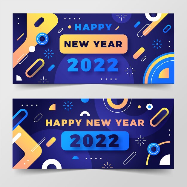 Gradient new year horizontal banners set