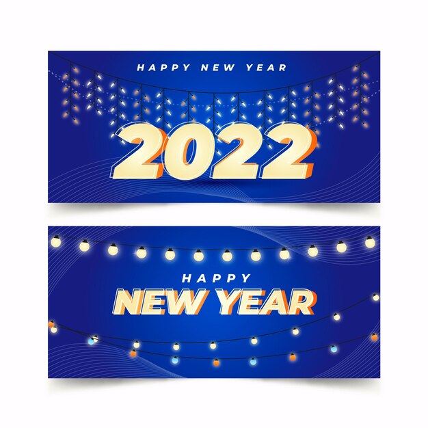 Gradient new year horizontal banners set