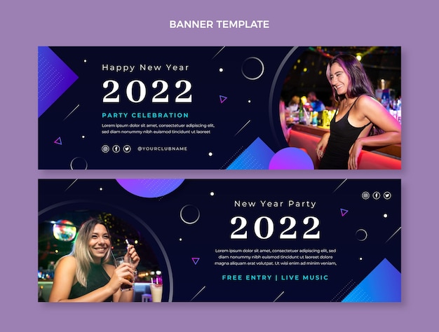 Gradient new year horizontal banners set