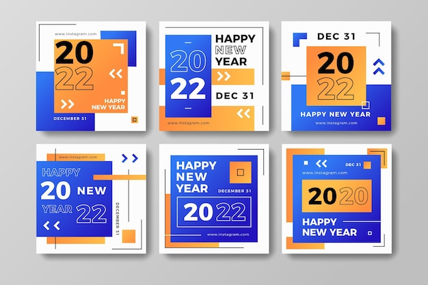 Gradient new year instagram posts collection