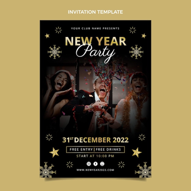 Gradient new year invitation template