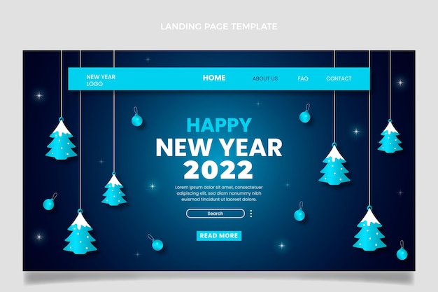 Gradient new year landing page template