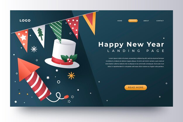 Gradient new year landing page template