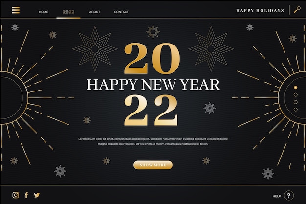 Gradient new year landing page template