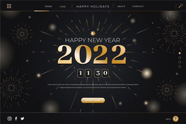 Gradient new year landing page template