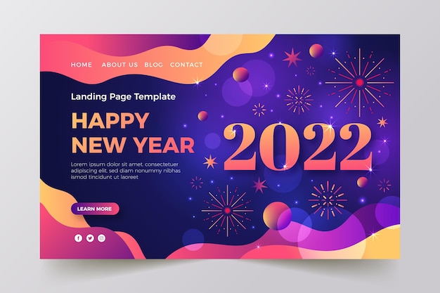 Gradient new year landing page template