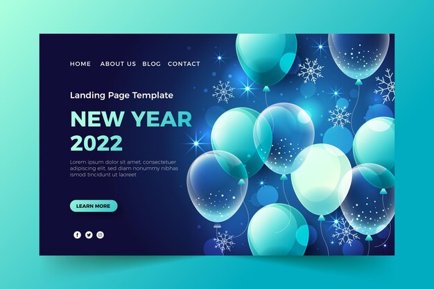 Gradient new year landing page template